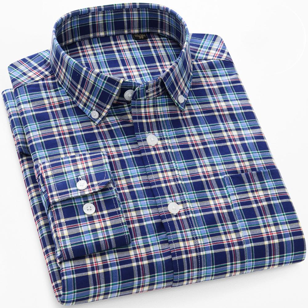 Men's Long Sleeve Washed Oxford Button-Down Shirt with Pocket, 100% Cotton Soft Comfortable Casual Fashion Spring Fall Menwear