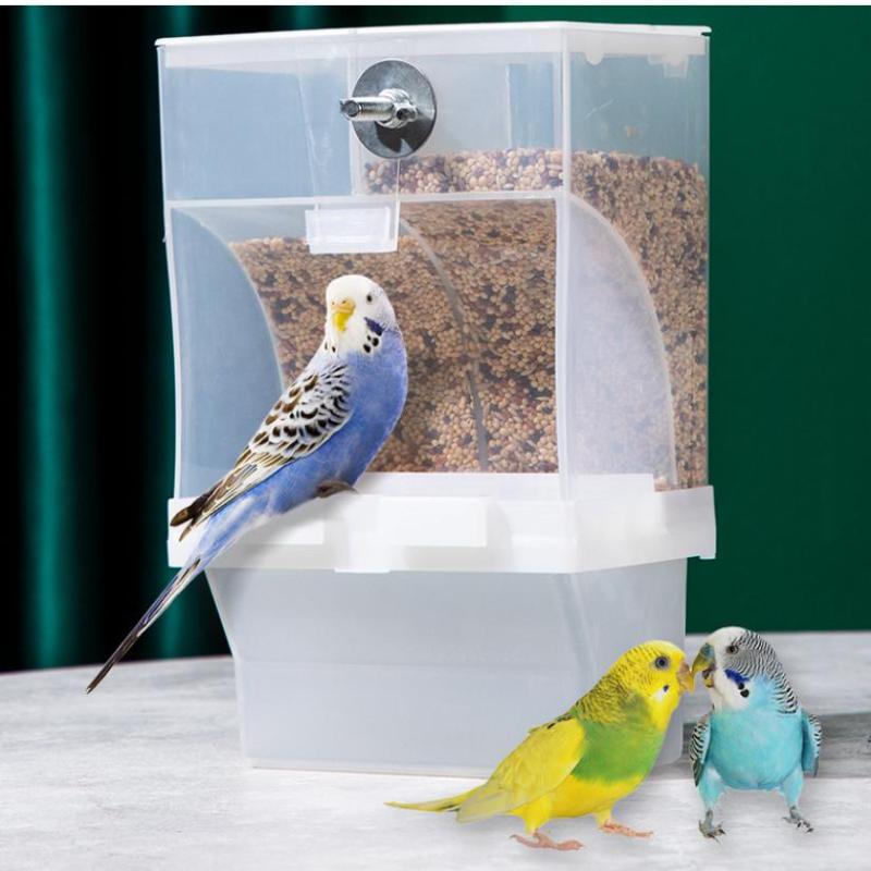 Large Capacity Bird Feeder Box Anti-Splash Bird Food Dispenser Durable Parrot Feeding Box For Small Medium Birds