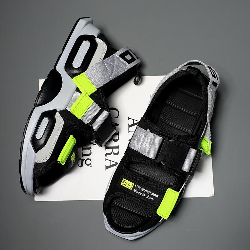 

Мужские летние сандалии с высоким берцем: Повседневные туфли на высокой подошве, вьетнамский римский пляжный стиль. EU 42 зелёный/серый