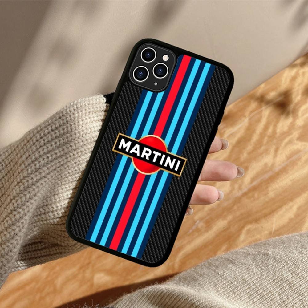 M-Martini Racing Horizontal Stripe PC+TPU Phone Case For IPhone 11 12 13 14 15 16 17 Plus Pro Max Cover