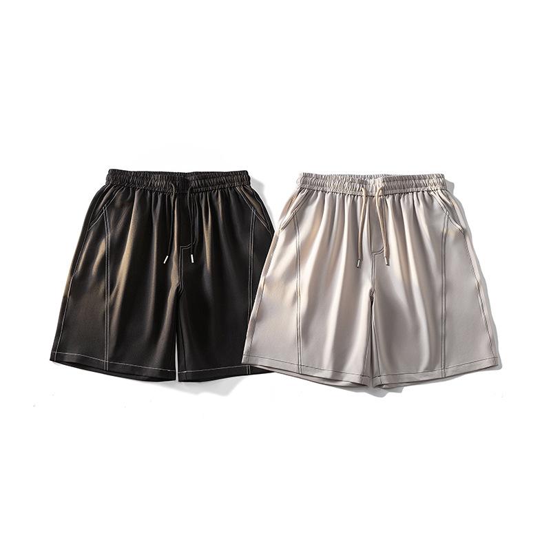 Summer Men's Casual Loose Sports Five Quarter Pants Men's Solid Color Ice Silk Shorts