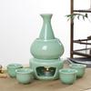 Japanese Drinking Set Contains Heat Resistant Sake Carafe Bottle 4 Cups Warmer Candle Stove Birthday Housewarmings Gift