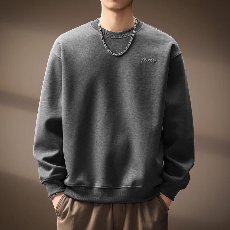 Men s Heavyweight Slub Texture Crewneck Sweatshirt 3XL