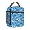 Bestselling Cats In Blue Seamless Repeat Casual Insulated Lunch Bag Train Ride Camping Lunch Bag