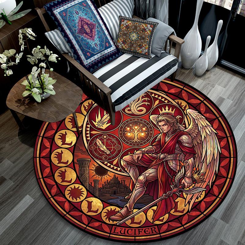 Symbols Glass Round Area Rug Under Office Chairs Bedroom Living Room Home Decor