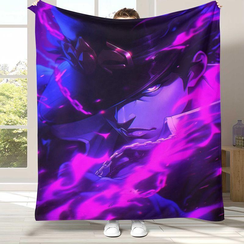 Anime JoJo Bizarre Adventure Cartoon Flannel Blanket,Ultra Soft Warm Plush Throw for Home Bedroom Bed Sofa Cover Office Picnic