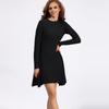 Johnature Dresses Fall Winter Women Knitted Long Sleeve Solid Color Slim Bottom Worn Fashion A-Line Render Dresses