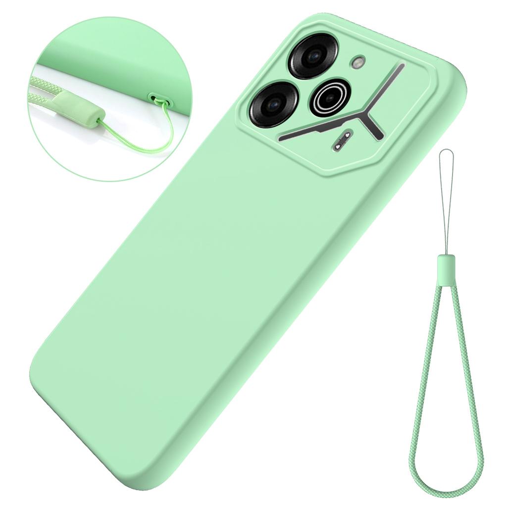 For TECNO Pova 6 Pro 5G Scratch Resistant Case Liquid Silicone Phone Cover with Hand Strap