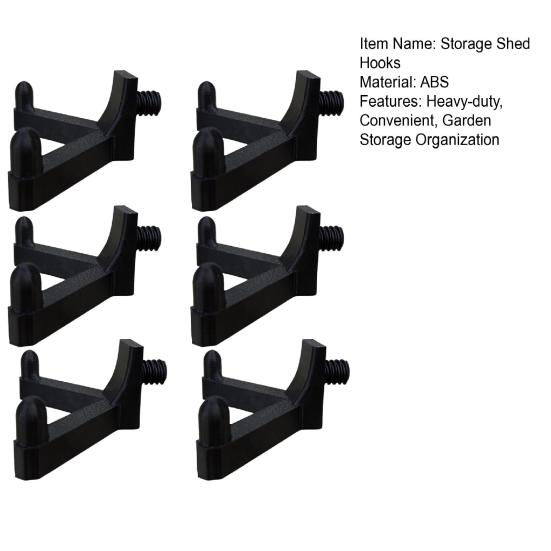 6Pcs Storage Shed Hooks for Suncast/for Craftsman Shed Black J-shape Tool Hangers Plastic Shed Garden Organization Accessories for Garage Wall Shed
