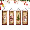 Christmas Banners 4 Pieces Porch Sign Santa Snowman Elk Wall Banner for Home Living Room Patio Window Outdoor Balcony Parties