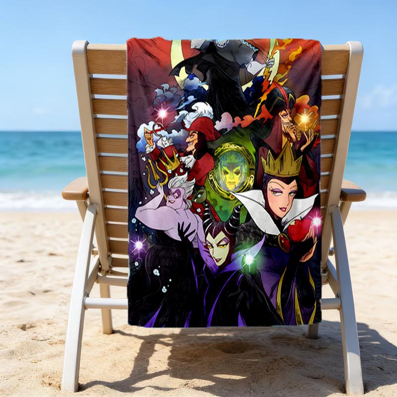1pc Villains2 Beach Towel, Beach and Seaside Swimming Pool Equipment, Fashion Pattern, Rectangular, Travel Essentials