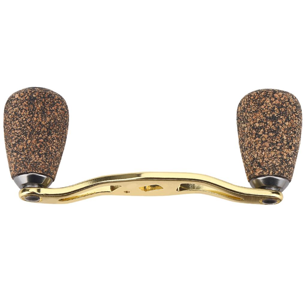Fishing Reel Handle Wood Knob Carbon Fiber Frame with Fittings Replacement Parts (Gold)