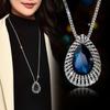 Korean Crystal Water Drop Long Sweater Necklace - Elegant High-End Women's Accessory