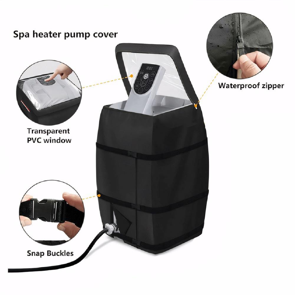 Inflatable Hot Tub Spa Insulated Pump Cover with Zipper Oxford Protection Pump Cover Heater Pump Winter Cover Outdoor Pool Parts