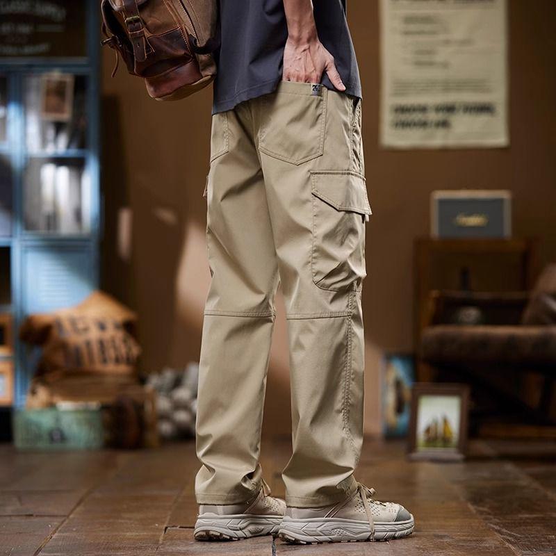 Men's Spring Casual Straight-Fit Overalls: Versatile Long Pants for Daily Wear