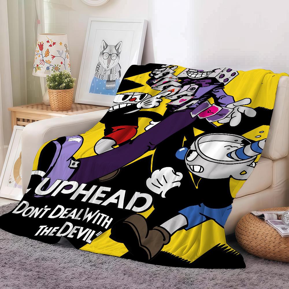 Funny Game C-Cuphead Blanket Warm And Soft Suitable For Bedroom Living Room Sofa Bed Office Travel Camping