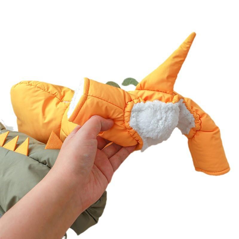 Warm Winter Dog Four-Legged Cotton Coat Small Breeds Dinosaur Style Thick Fleece Lined Pet Clothing