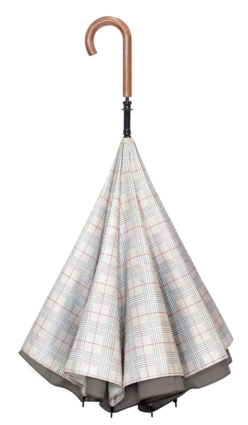 

saKASA UK Обратный складной зонт открывается вверх и остается стоять на спицах для УФ-защиты как в солнечную, так и в дождливую погоду, водоотталкивающий, клетчатый [Модель для переноски]