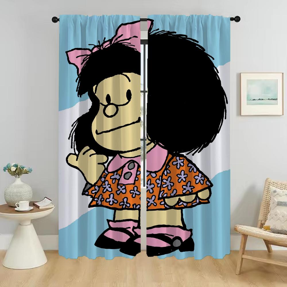 

Set Of 2 Mafaldas Home Interior Curtains Living Room Curtain Halloween Decoration Tulle Bedroom Partition Shades Kitchen Polyester Perfect For Sitting W100*H130(CM)-Hooks&2PCS
