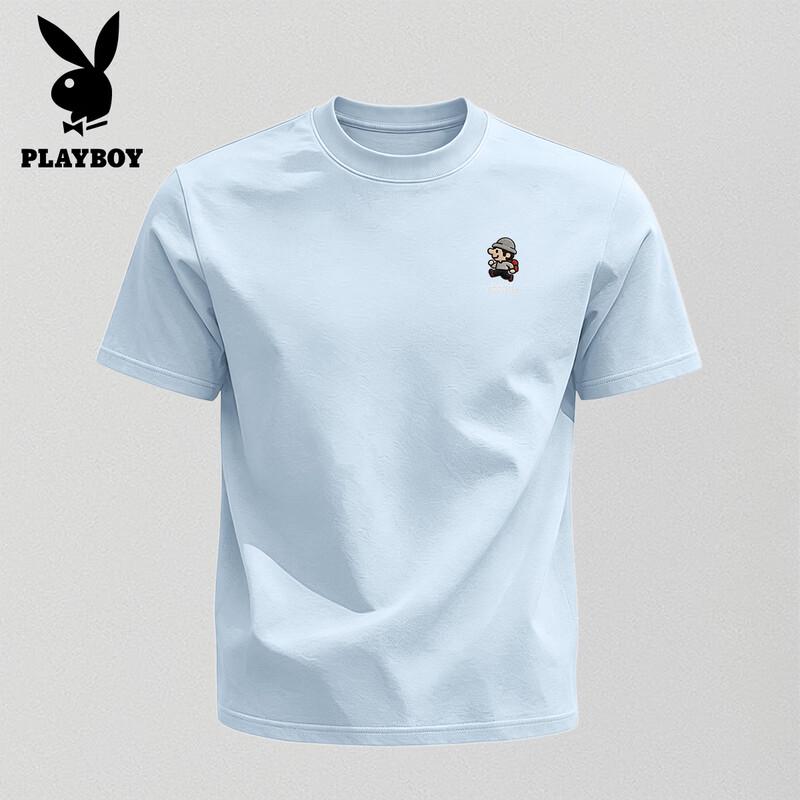 PLAYBOY Men s 2026 Summer Pure Cotton Loose Fit Short Sleeve T-Shirt 2XL