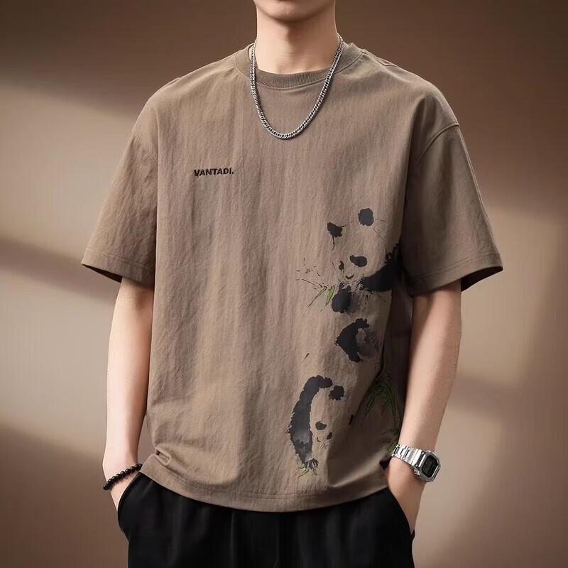

Men s Linen Blend Panda Print Short-Sleeve T-Shirt M