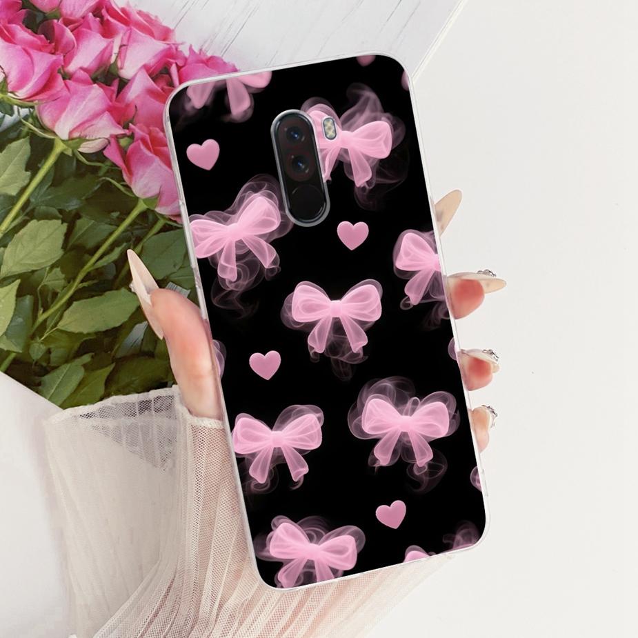 Para Xiaomi Pocophone F1 Funda Lujo Lazo Flores Pintadas Cubierta 6.18'' Suave TPU Funda para Teléfono Para Xiaomi Poco F1 PocoF1 Fundas Bumper