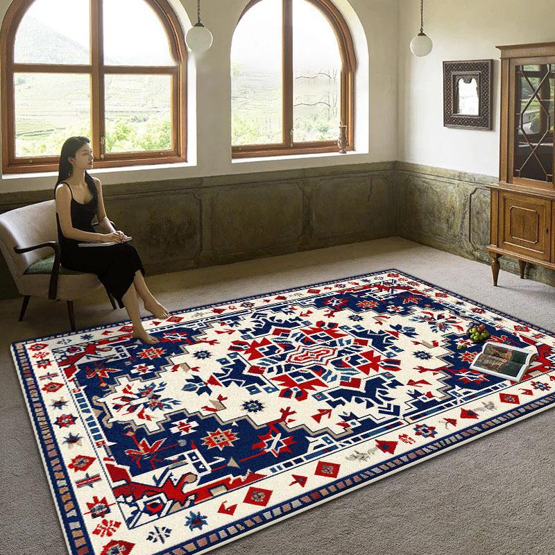 Persian Luxury Living Room Carpet Boho Non-slip Decoration Sofa Large Rugs Bedroom Bedside Foldable Tatami Floor Mat Washable