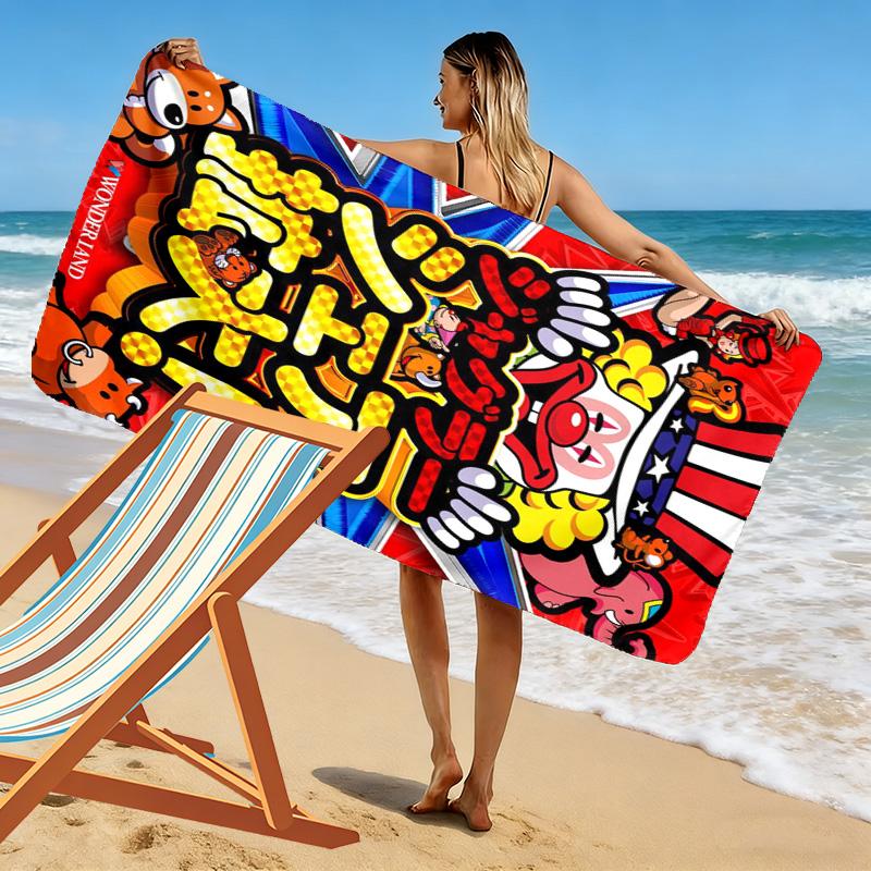 Colorful Clown 2D Flat Print Beach Towel, Large Soft Quick Dry Towel for Beach Camping SwimmingSSTJ0917171