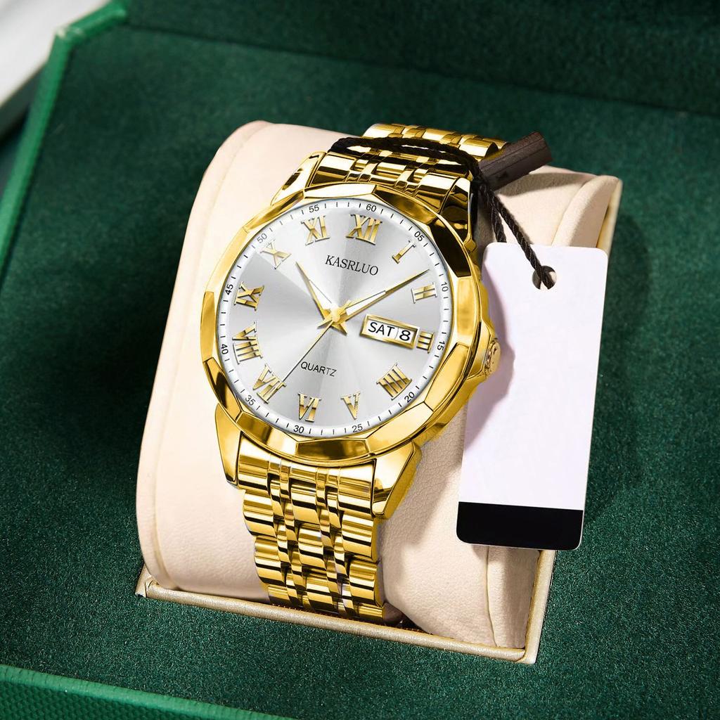 Watch Fashion Luminous Business Roman Scale Double Calendar Quartz Watch Waterproof Men'S Watch Men'S