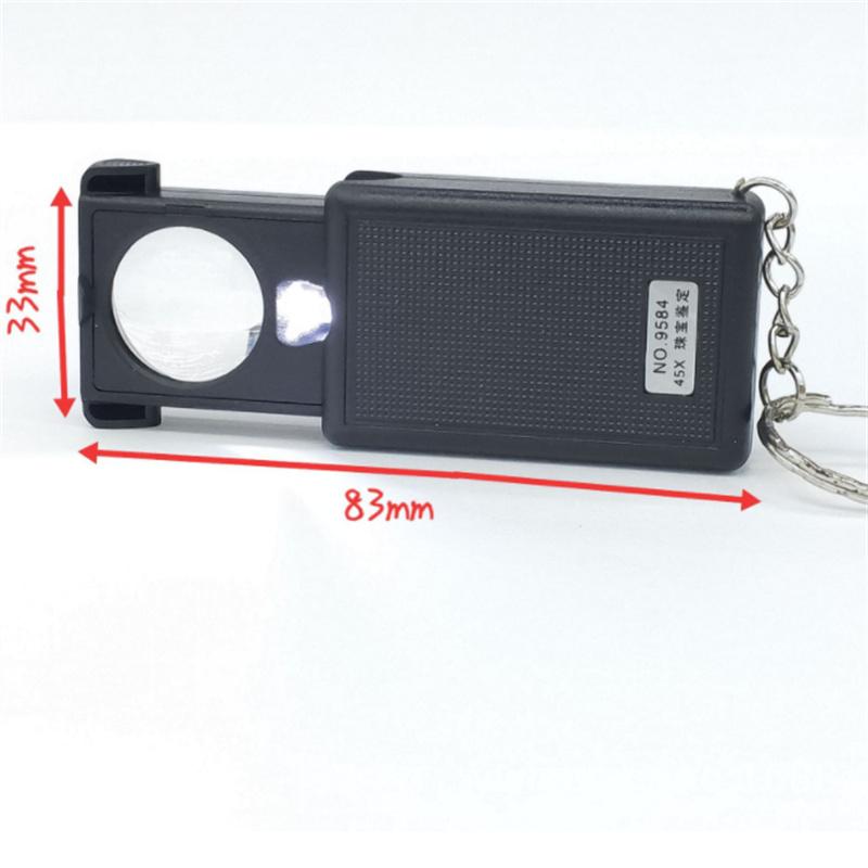 45X Loupe Multi-Purpose Pull-Out Led Light Source Porcelain Jade Jewelry Portable Identification Magnifying Glass Metal Keychain