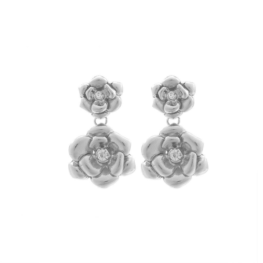 Pinkdudu Gold Plated Zinc Alloy Rose Stud Earring Exaggerated Trendy Earring Elegant Flower Earring PD2202