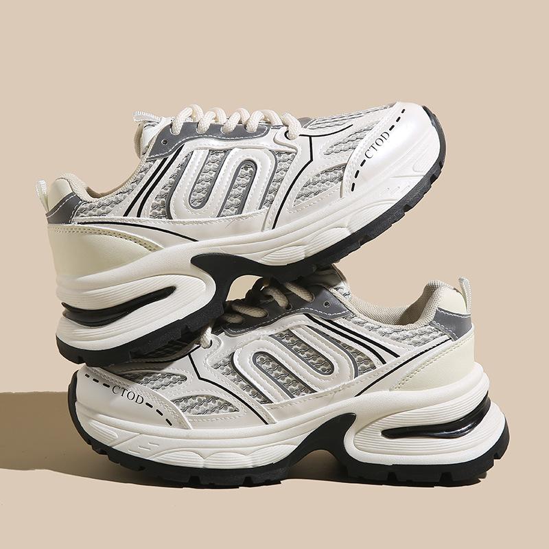 

Is the new dad shoes women s autumn student sports running shoes casual shoes thick sole height increase S 35 бежевый