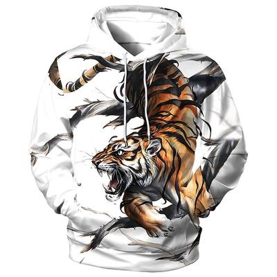 Moletom masculino com capuz primavera outono 3d tigre estampado solto designer moletom manga comprida pulôver 5XL oversized harajuku y2k roupas
