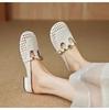 2025 new hollow hole shoes women's breathable bag head cool slippers women's summer fashion half slippers women's middle heel