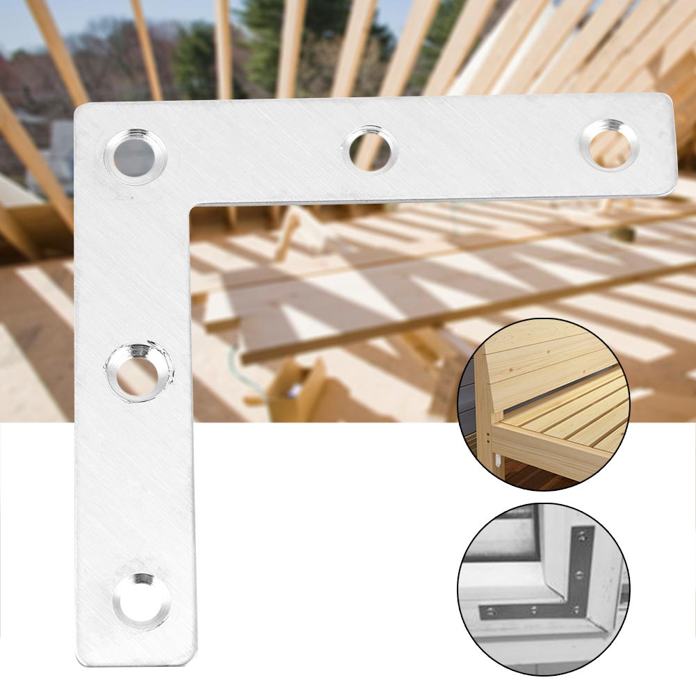50pcs Stainless Steel L Shaped Corner Plate Connector Furniture Fittings Connectors (80mm)