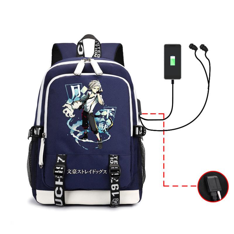 Anime Wenhao Wild Dog Men'S Backpack Usb Headset Backpack Student Outdoor Large Capacity Backpack