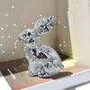 Mirror Disco Ball Rabbit Figurine Mirror Ball Sitting Bunny Figurine Easter Wedding Party Home Office Desktop Decoration Ornament