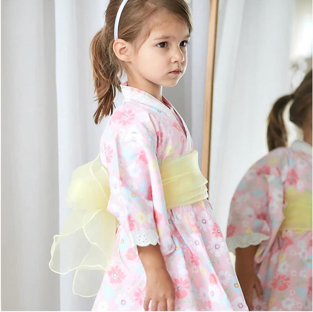 Yukata Set for Summer Summer Set with Cute and Heko Perfect for Fireworks Obon Summer and Commemorative Photos Pink [SEIWARAKU] Girls' Festivals,