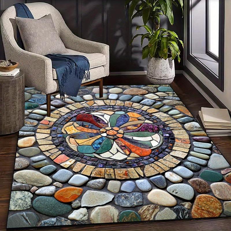 Colored Pebble Area Carpet Floor Mat Suitable for Living Room Dining Room Bedroom Office Patio Outdoor Carpet Home Decoration