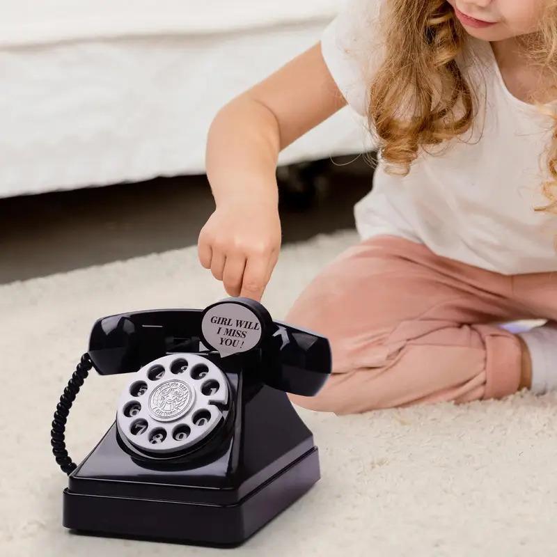 Phone Money Saving Box Sculpture Cartoon Tabletop Decoration Retro Telephone Piggy Bank for Shelf Bedroom Office Desktop Home