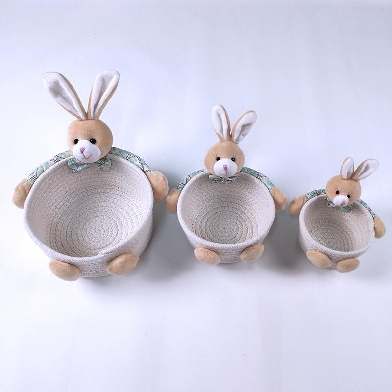 Easter Animal Plush Basket: Jewelry, Candy, & Sundries Organizer for Festive Decor.
