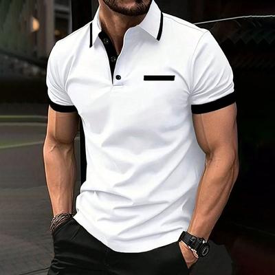 Fashionable Men's 3D Digital Printed Solid Color Polo Shirt, Casual and Comfortable, Suitable for Outdoor Activities In Summer