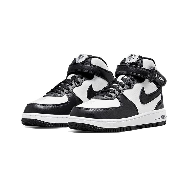 Nike Zapatillas Stussy x Air Force 1 Mid PS Negro Blanco para Niños DN4158-002
