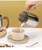 Stainless Steel Latte Art Cup with Wooden Handle and Scale - Thickened Milk Frothing Cup with Pointed Spout for Coffee Art