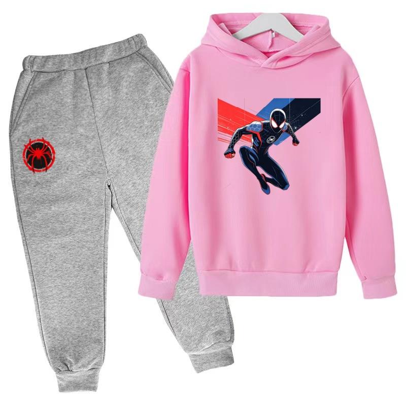 Roupas Infantis Inverno Primavera Moletons com Capuz Masculinos para Meninos (3-13 Anos)Conjuntos Esportivos de Anime Roupas Infantis Blusas+Calças