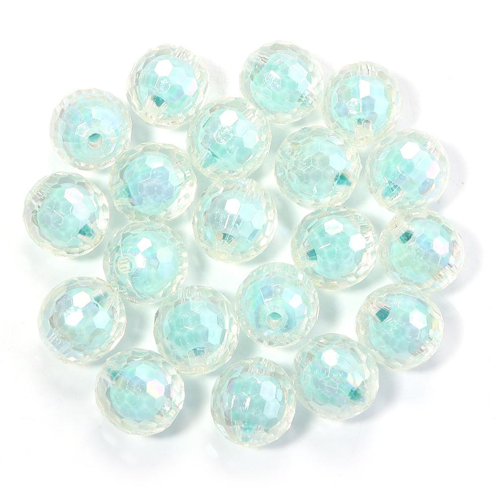 20pcs/lot 16mm AB Colored Faceted Beads Loose Spacer Acrylic Ball Beads For DIY Charms Bracelet Keychains Jewelry Accessories