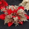 3/5PCS Christmas Flower Glitter Artificial Poinsettia Artificial Xmas Tree Decor for Home Party Decor New Year's 2025 Ornament