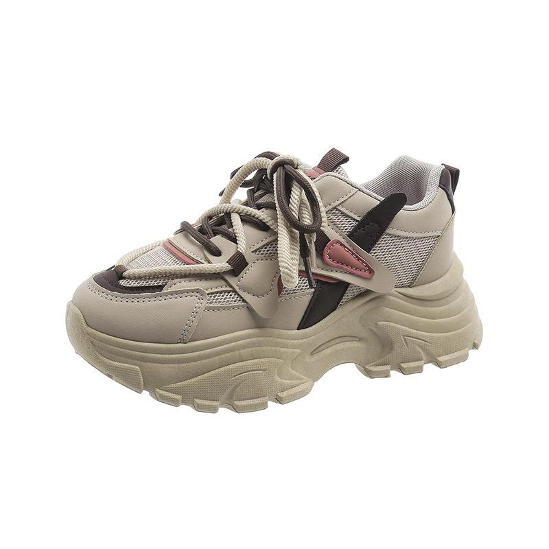 

Internet celebrity color matching platform sports shoes women s 2025 spring new versatile high sense niche casual heightening dad shoes 40 хакі