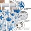 1Pc Blue Ocean Style Shower Curtain, Polyester Fabric, Machine Washable, Suitable For Bathroom Hotel Decoration