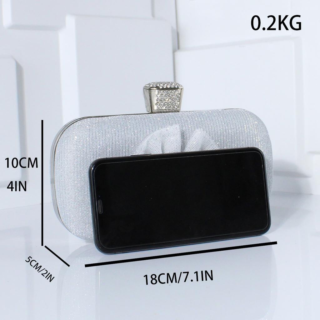 Women Envelope Evening Bag Ladies Chain Shoulder Bags Shiny Silver Handbag Purse Female Wedding Dress Banquet Party Clutches